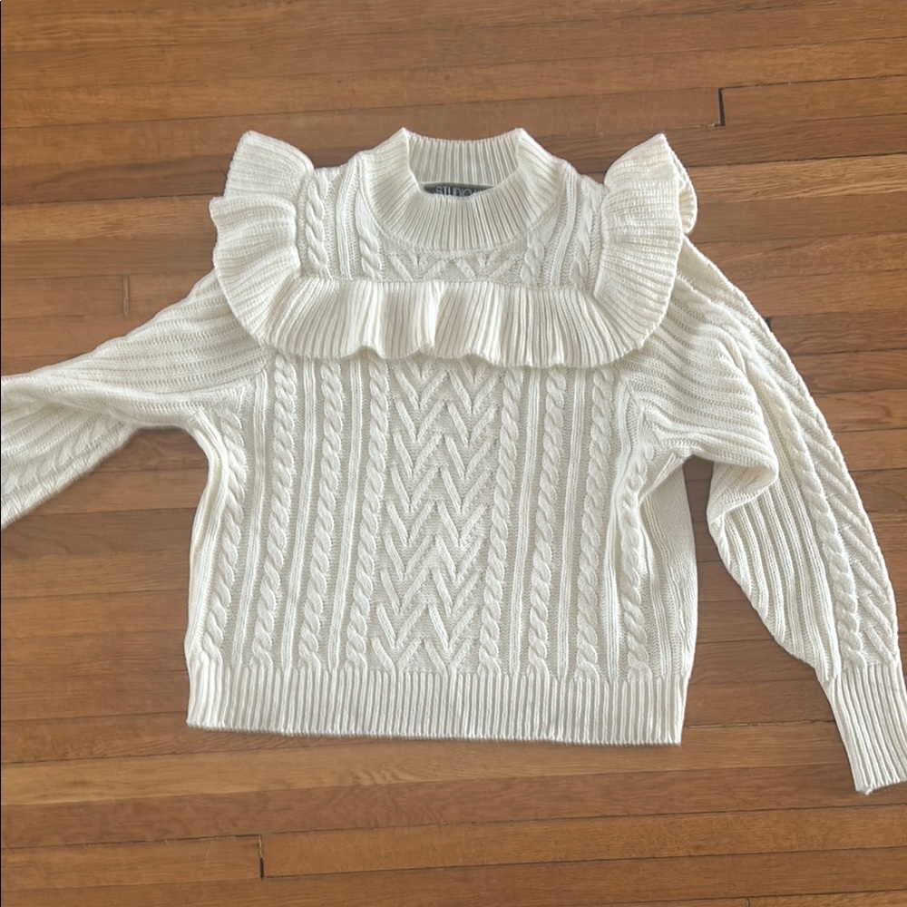 Studio 19 Elegant Cream Cable Knit Sweater